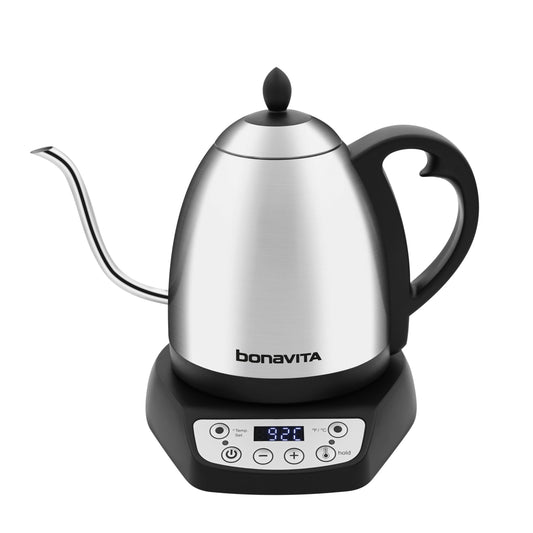 Bonavita Classic 1.0L Gooseneck Precision Temperature Electric Kettle, 1200 Watt, LED Panel, Stainless Steel